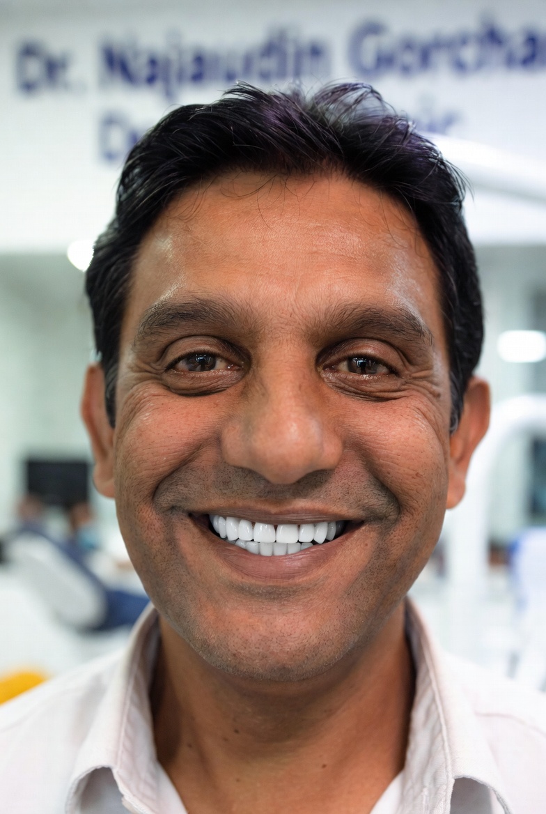 Happy patient smiling after successful dental treatment